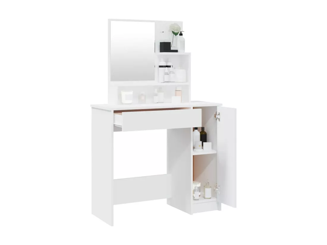 Coiffeuse avec miroir blanc 86,5x35x136 cm