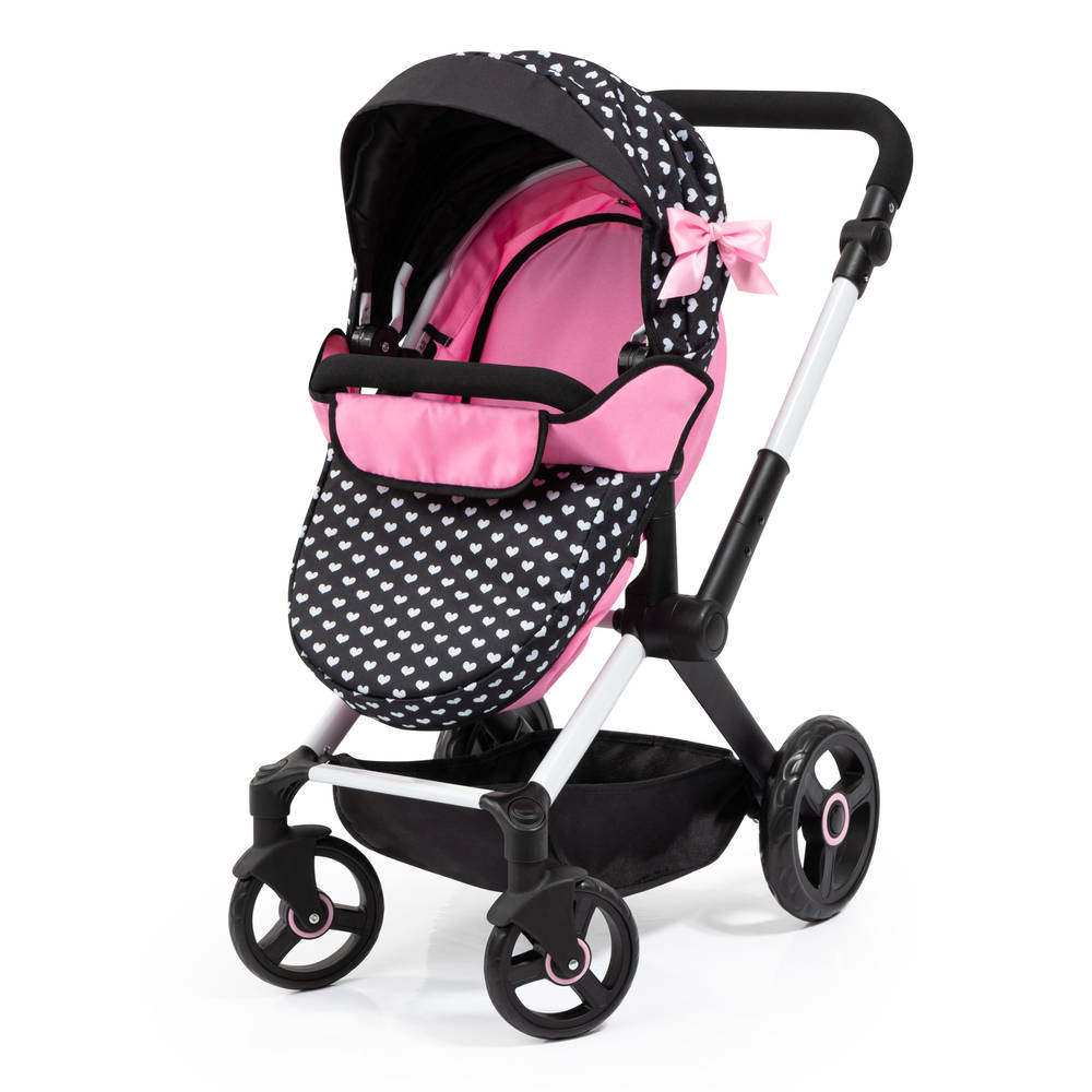 Poppenwagen XEO - zwart/roze
