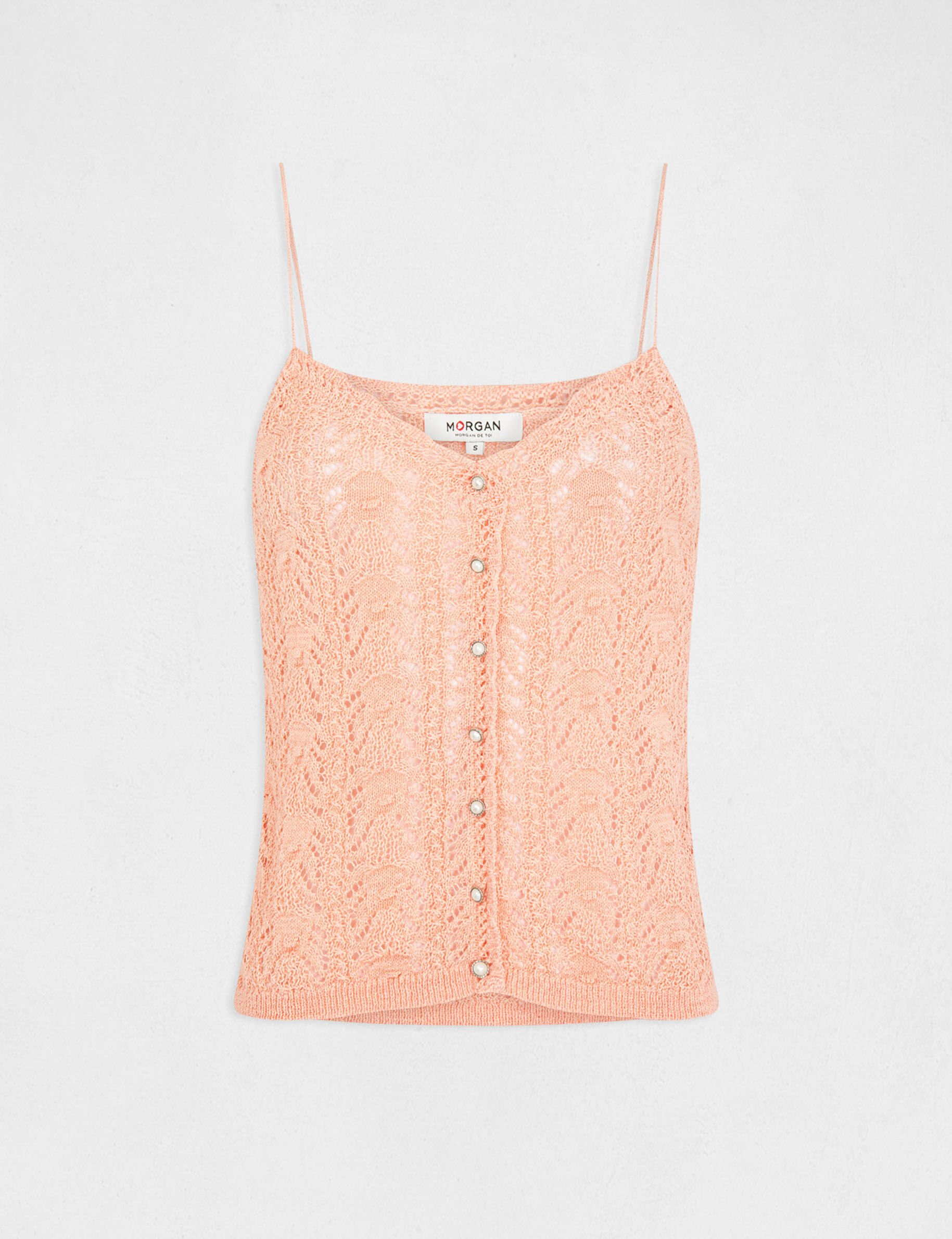 Débardeur pull avec col en V rose moyen femme - rose_moyen