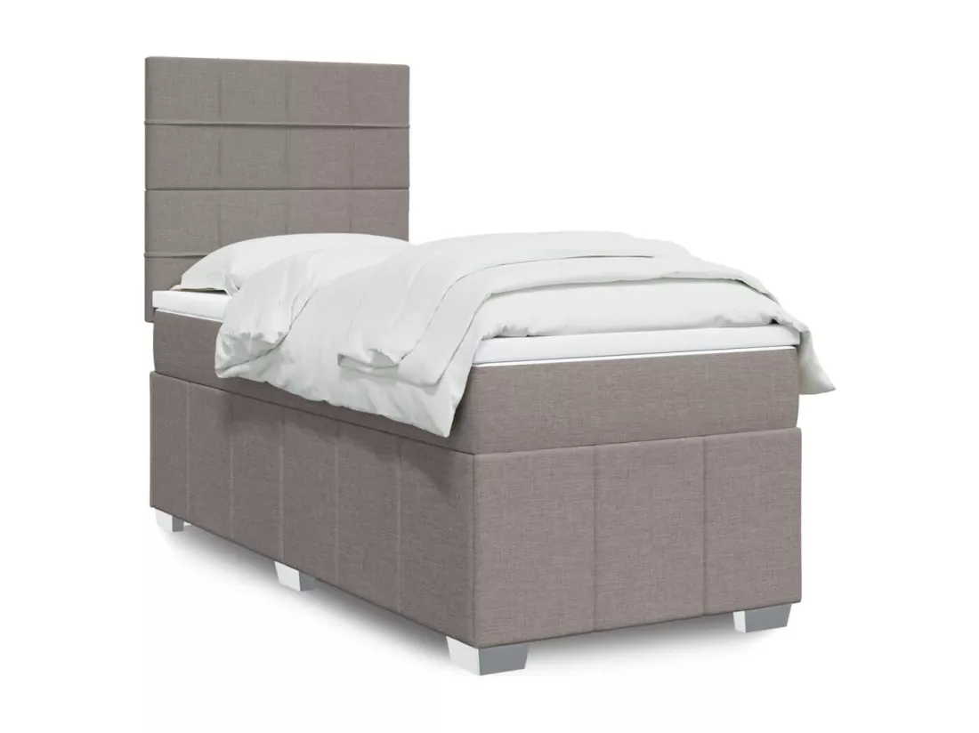 Sommier à lattes de lit avec matelas Taupe 90x190 cm Tissu