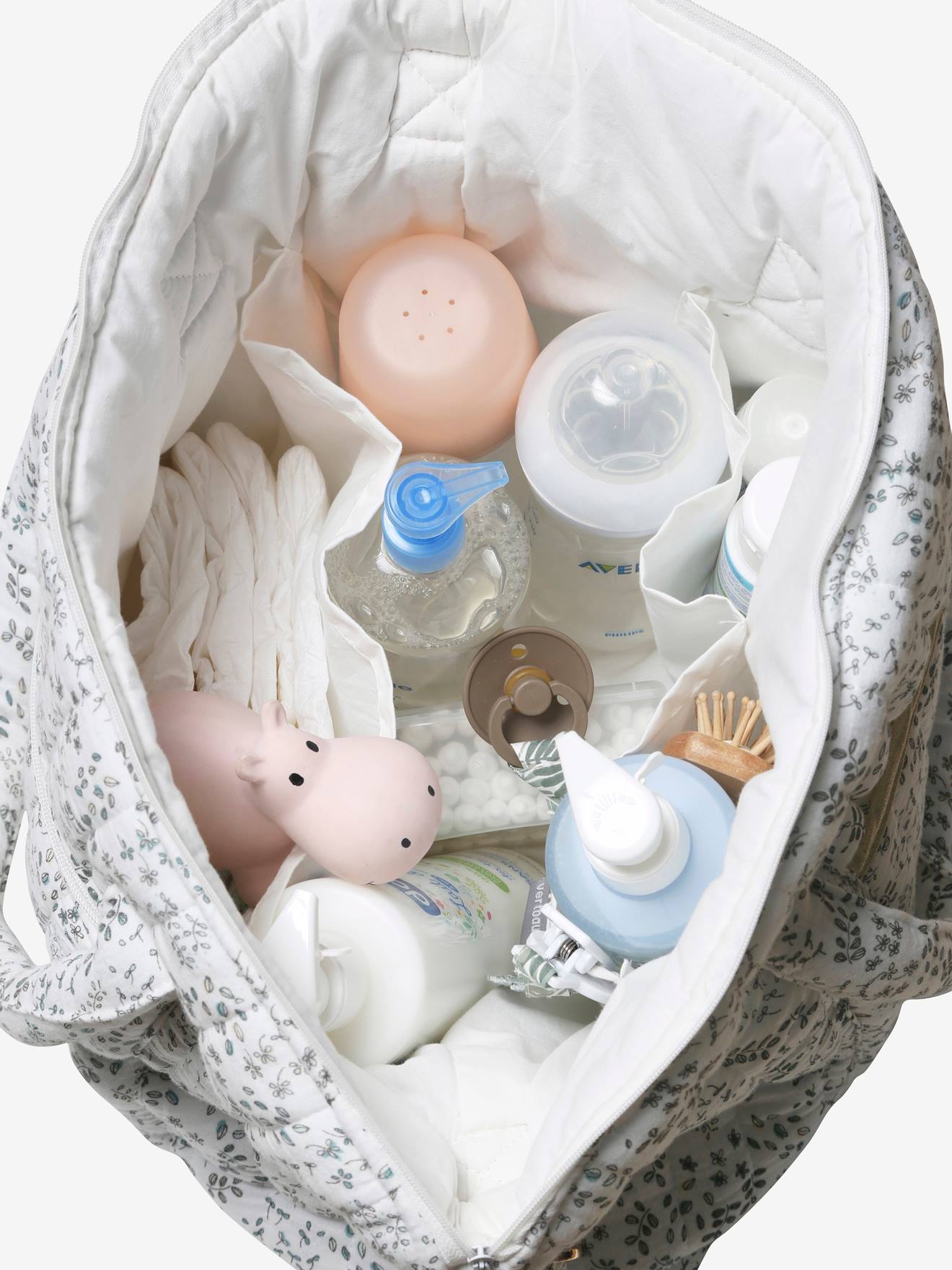 Bolsa de maternidade Plume, estampa branca vibrante