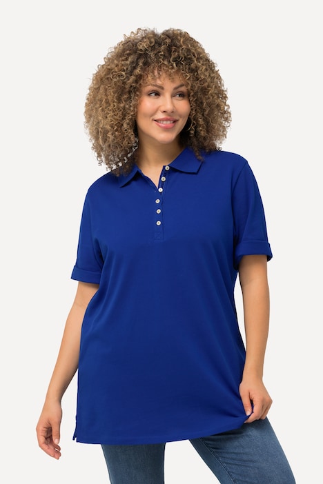 Poloshirt, Piqué, Polokragen, Samt-Knopfleiste, Halbarm