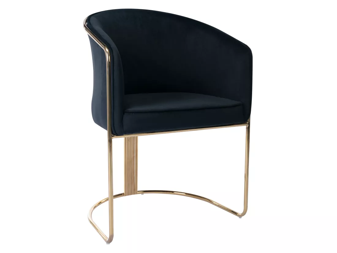 Lot de 2 chaises avec accoudoirs en velours et métal - Noir et doré - JOSETHE de Pascal MORABITO