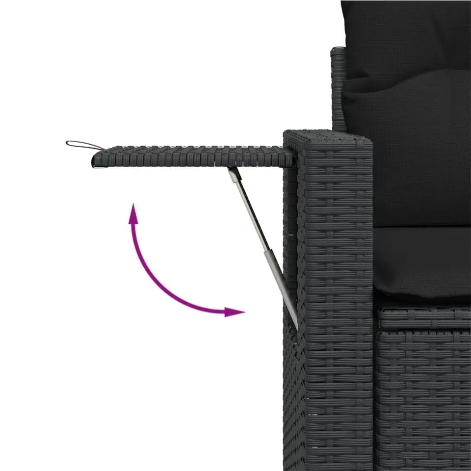 vidaXL - Tuinbank 2-zits - Zwart - Poly rattan - Met kussens