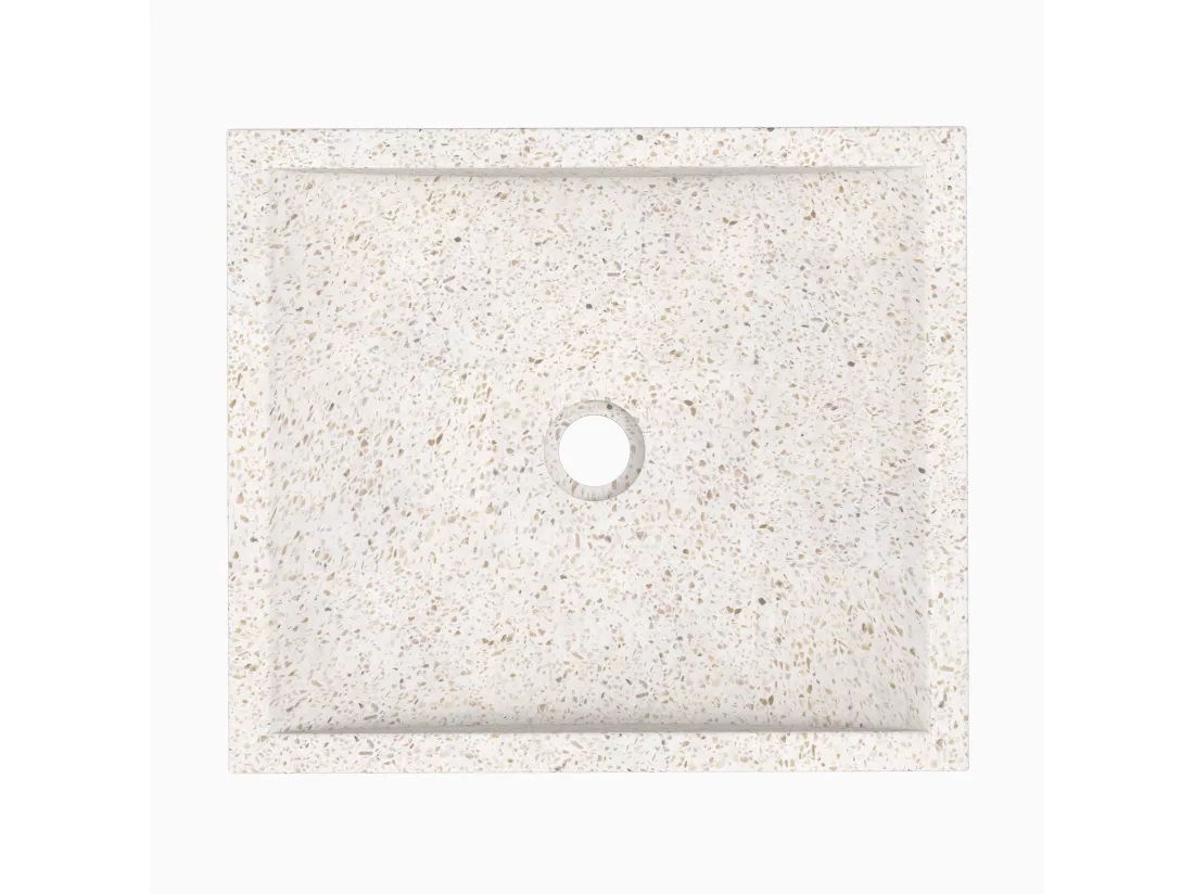 Vasque rectangulaire en terrazzo blanc - Lyséa