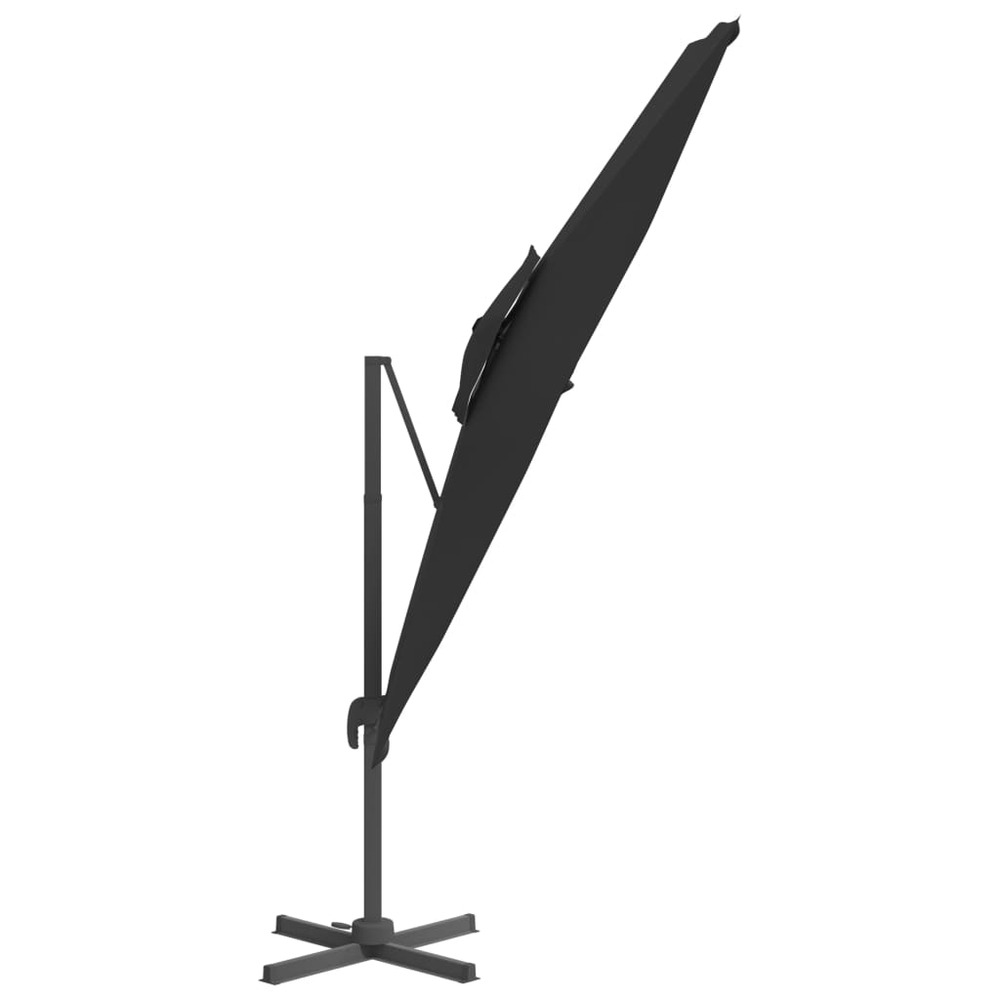 Parasol meuble de jardin cantilever à double toit 400 x 300 cm noir