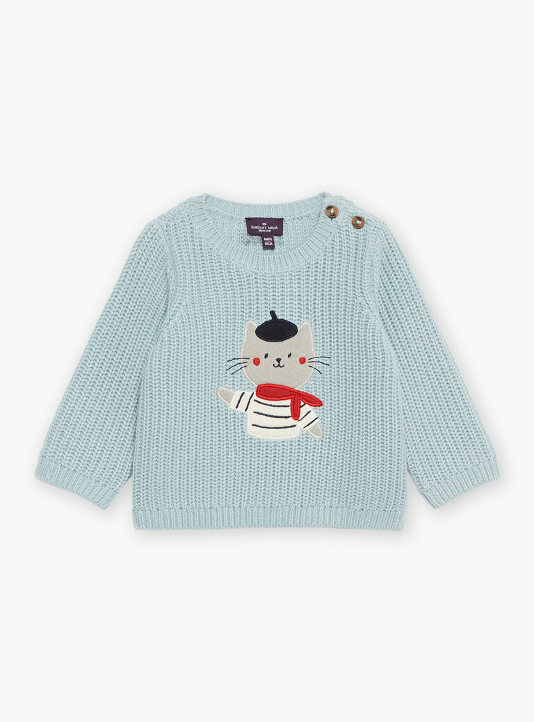 Pull bleu-gris en tricot