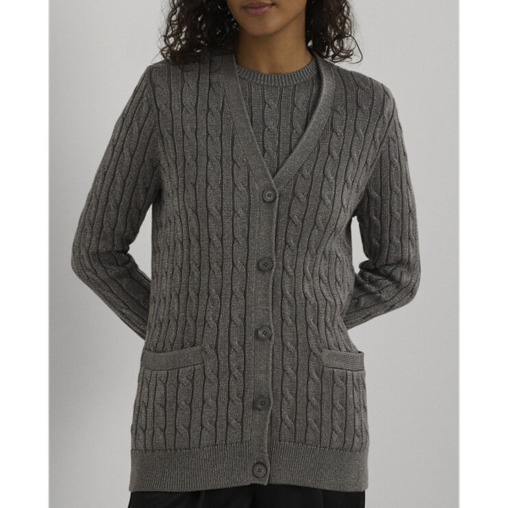 Lauren Ralph Lauren CMB CTN/BR RYN/LRX-LS CARDIGAN Deco pewter