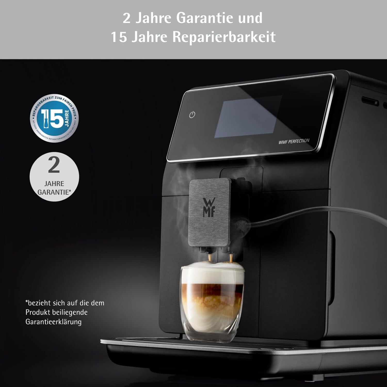 WMF Perfection 740L Kaffeevollautomat mit Milchsystem,15 Getränkespezialitäten, Double Thermoblock, Edelstahl-Mahlwerk, Nutzerprofil Speicherung