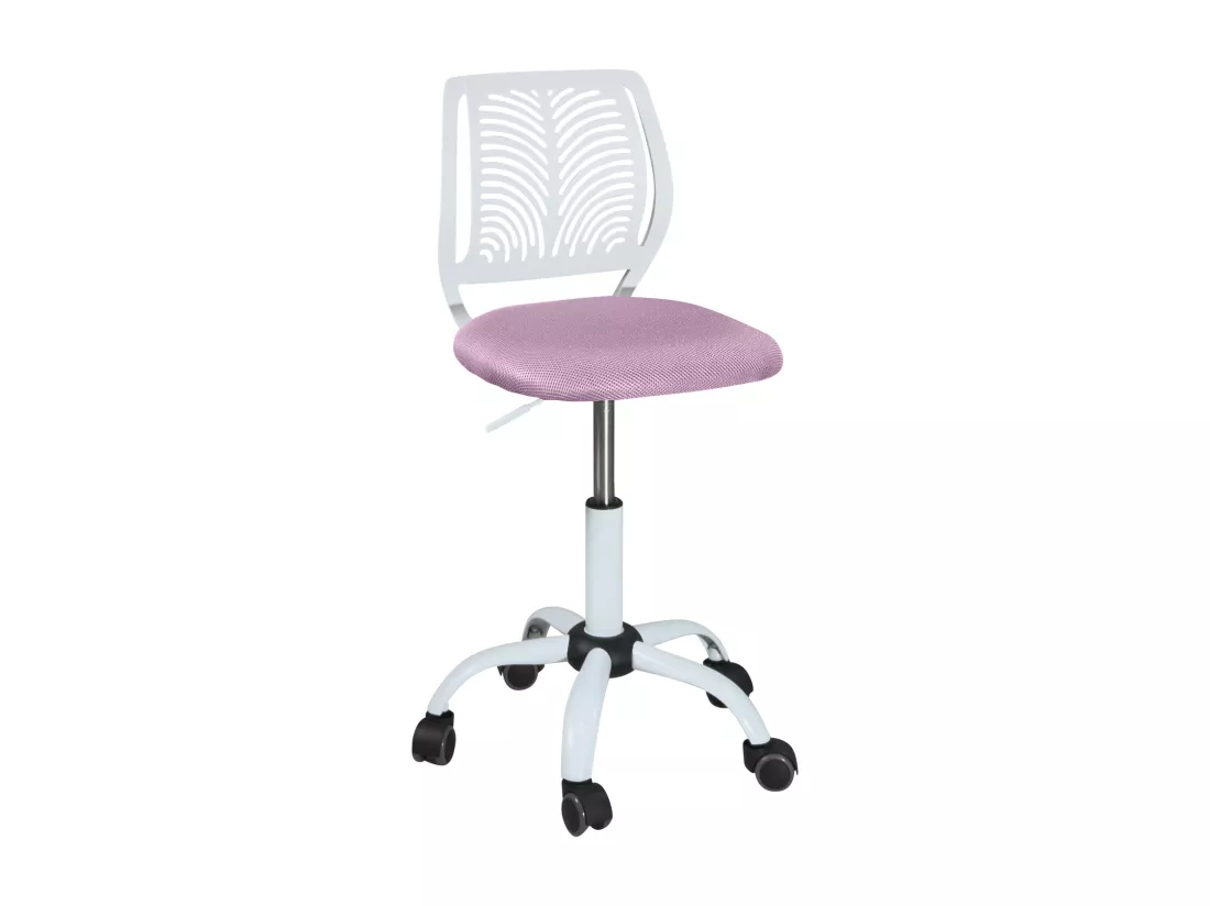 Chaise Bureau Enfant, Hauteur Réglable, Pivotante SAWI (Blanc Rose)