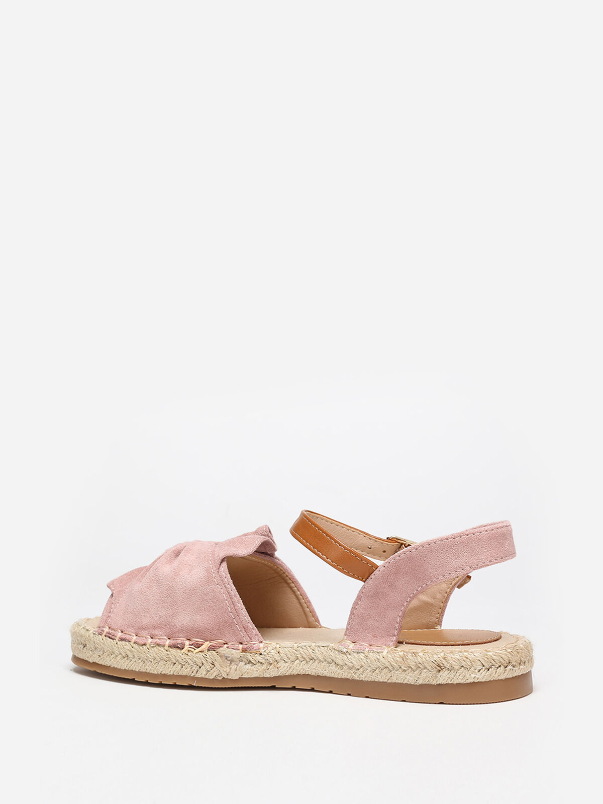 Espadrilles peep toes à bride nouée- Rose