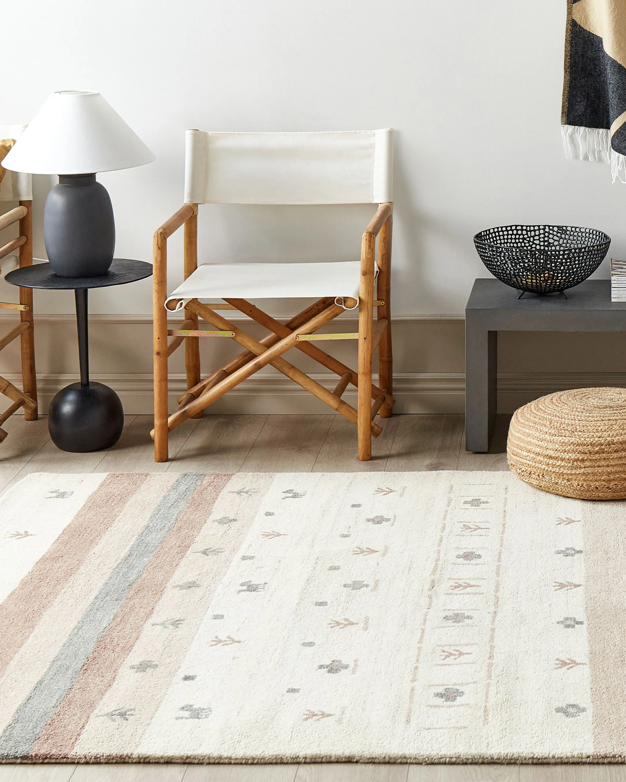 Vloerkleed KARLI Beige 160 x 230 cm Wol Gabbeh