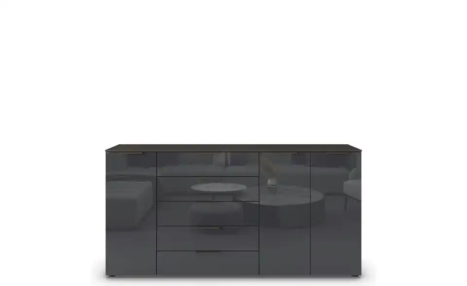 Sideboard Basaltgrau, Graphit Front: Glas, Oberboden: Dekor Graphit
