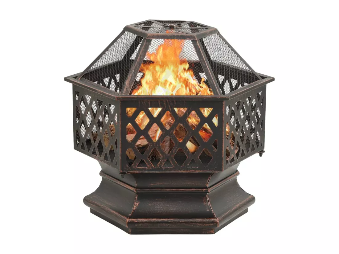 Foyer rustique avec tisonnier 62x54x56 cm XXL Acier