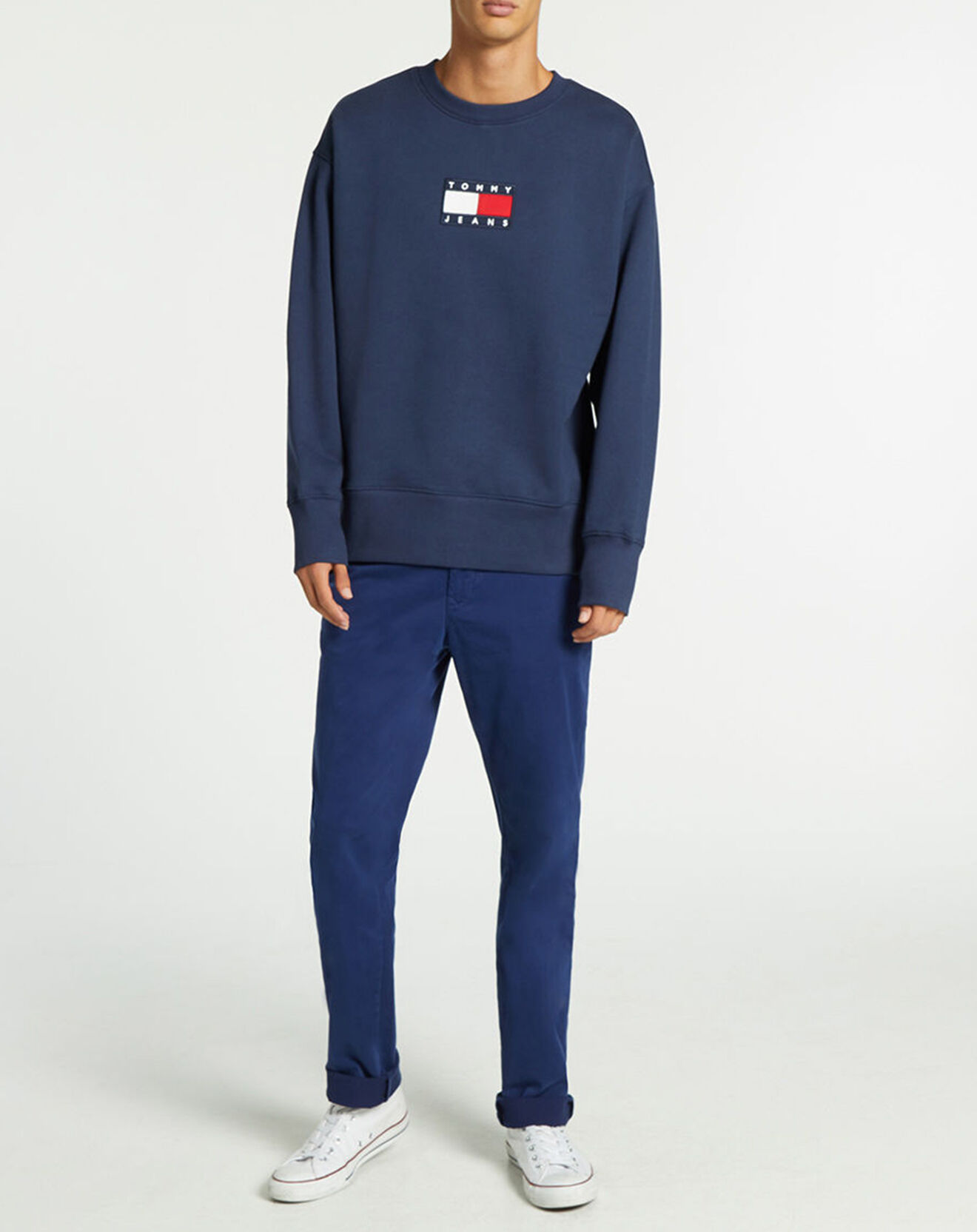 Tommy Jeans Sweat col rond Flag bleu marine