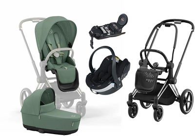 Cybex Priam Duovogn inkl. BeSafe iZi Go Modular X2 & Base, Leaf Green/Chrome Black
