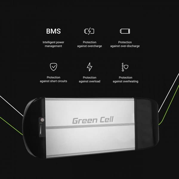 Green Cell elcykelbatteri 36V 10Ah med lader