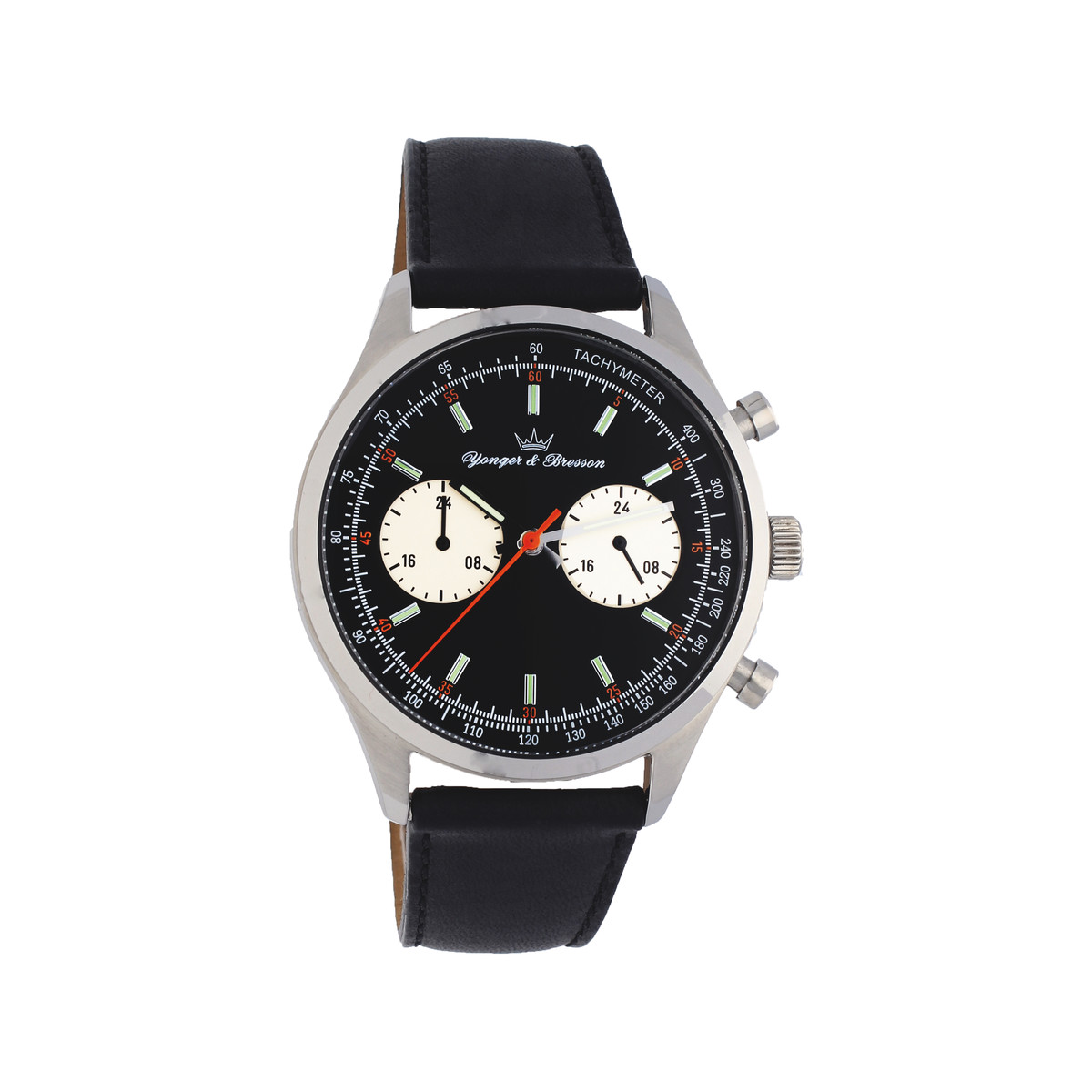 Montre Yonger et Bresson homme acier cuir noir