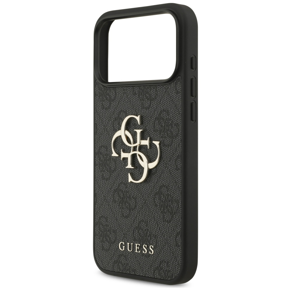 iPhone 17 Pro Max Leder Hardcase Hülle 4G Big Metal Logo (GUHCP17X4GMGGR) - Schwarz