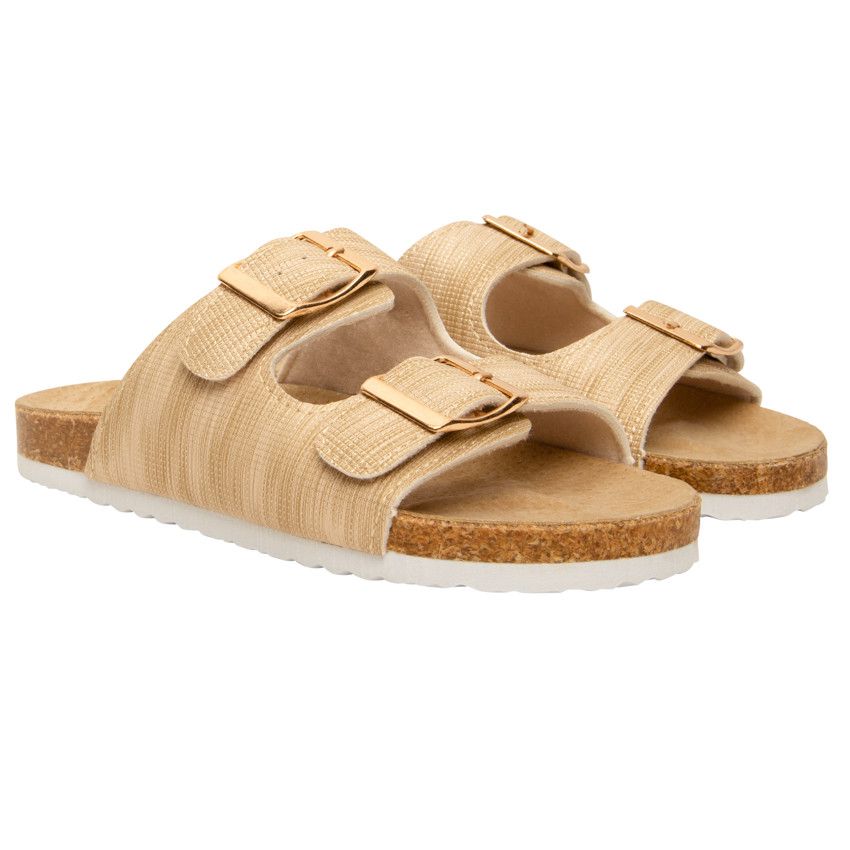 Sandales dorées à double boucles pour fille - Jaune