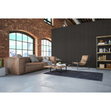 Lattenwand 260x52,6 cm zwart eiken, dikte 22 mm