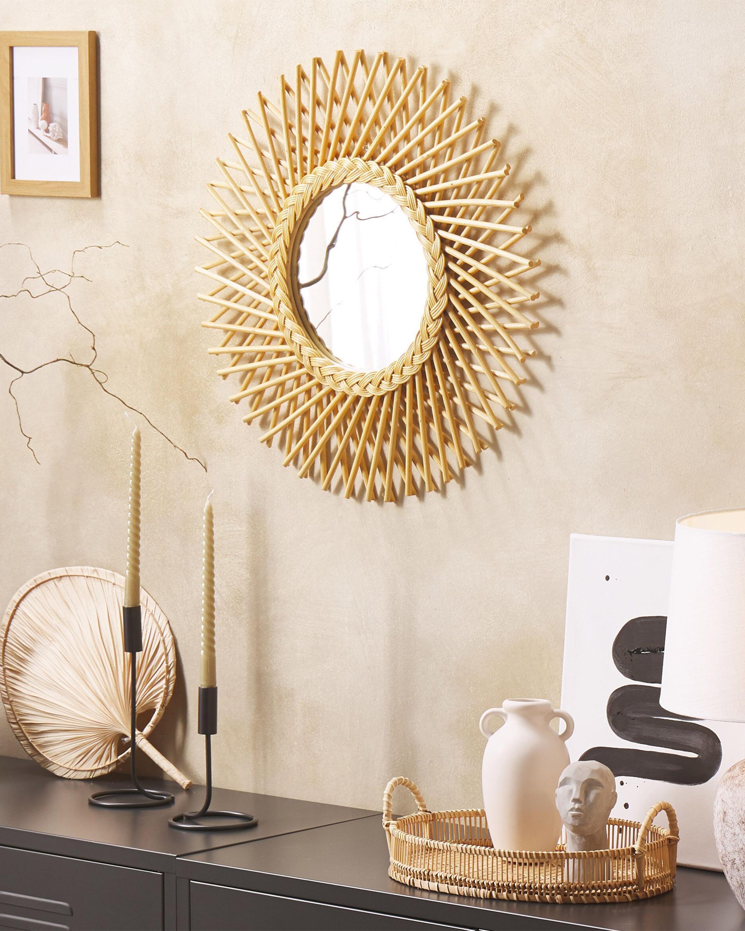 Wandspiegel TAGOLU 60 cm 60 cm Rotan Natuurlijk