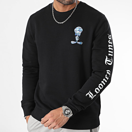 Sweat Crewneck Sleeves Tweety Graffiti Blue Noir