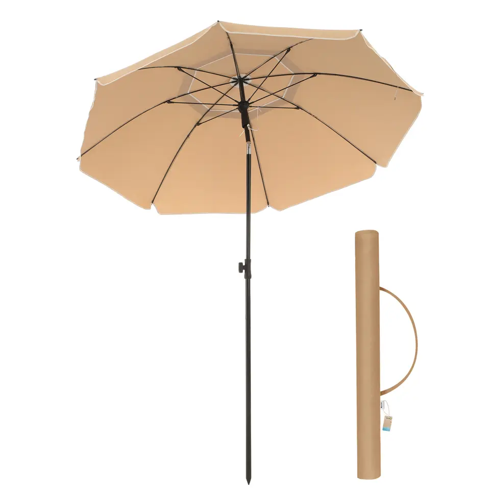Stok Parasol - 160 cm Diameter - Ronde Tuinparasol - Kantelbaar - Taupe