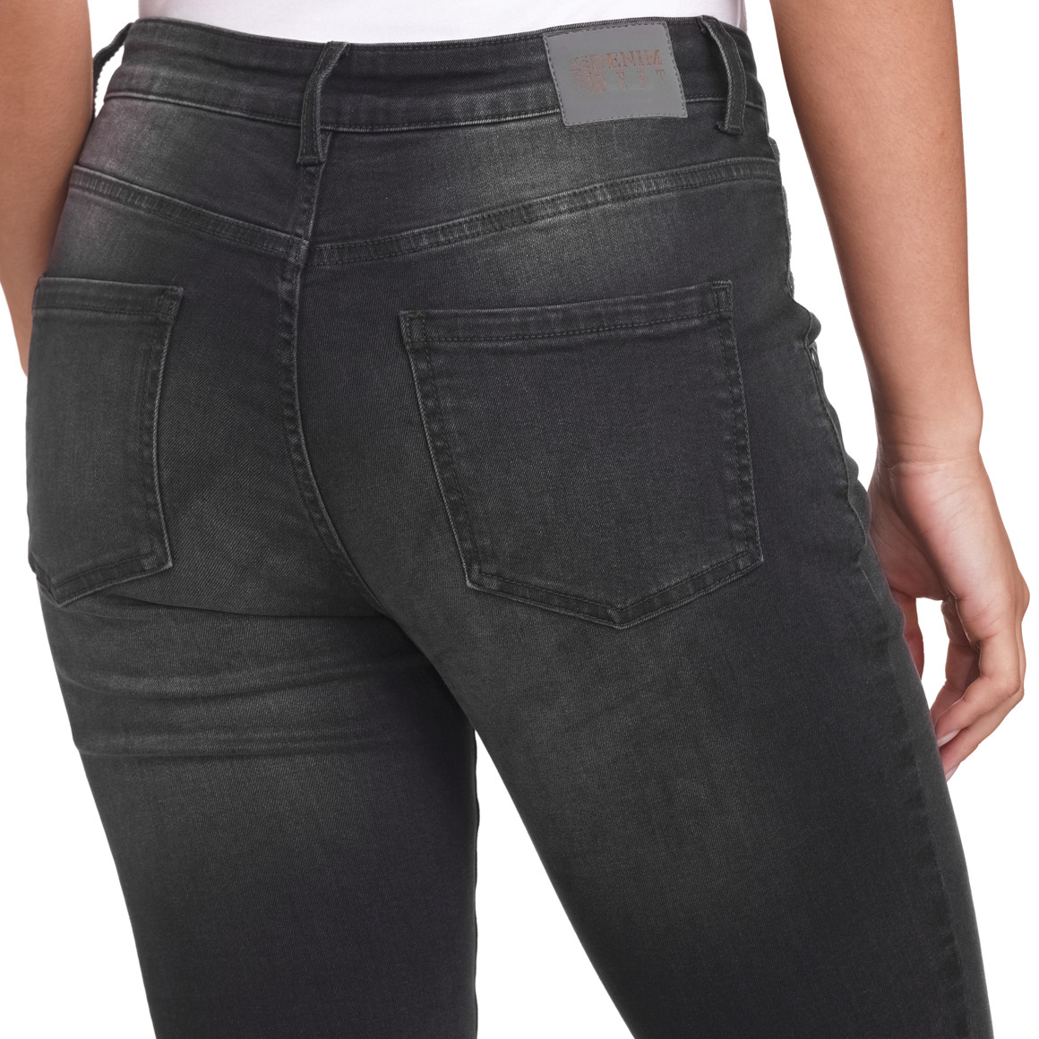 Gina Benotti Damen Slim-Jeans mit Used-Waschung schwarz