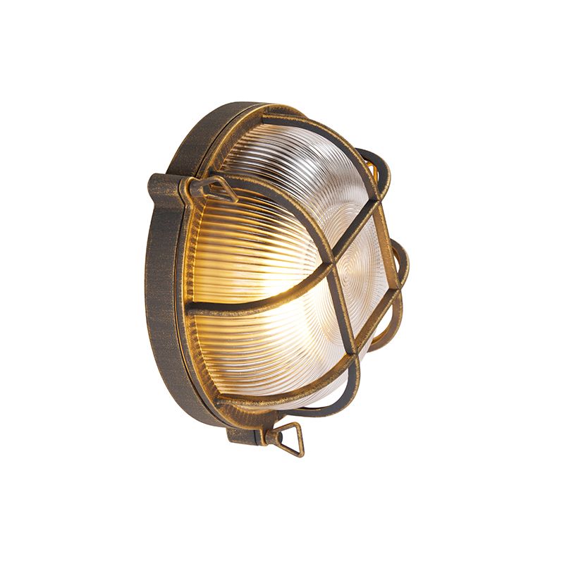 Wand- en plafondlamp goud/messing rond IP44 - Noutica