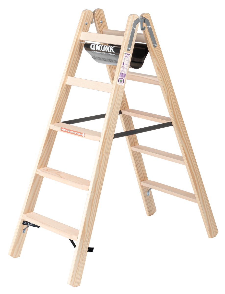 PROREGAL Houten trapladder, dubbelzijdig toegankelijk, 2 x 5 treden