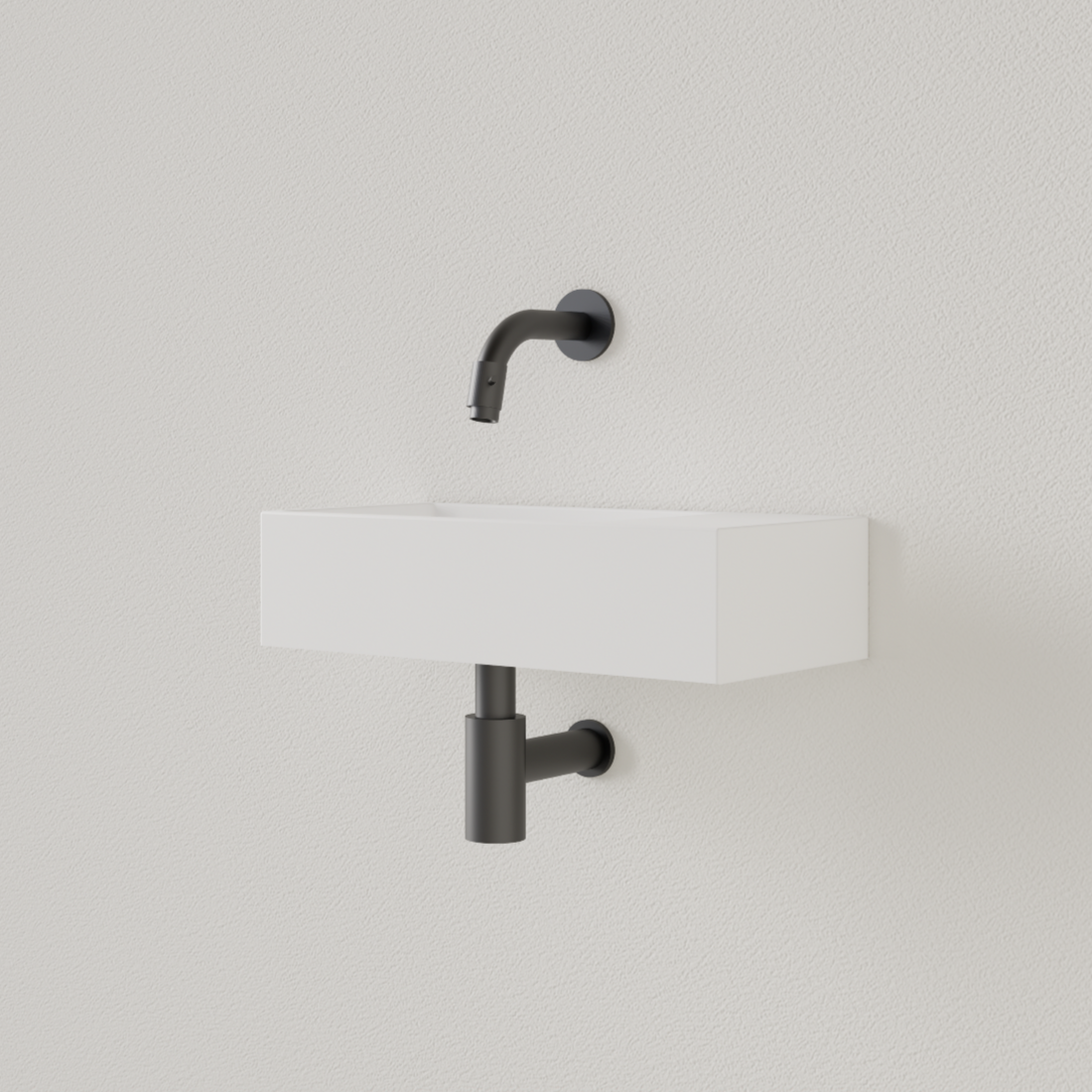 Sanigoods Nano fontein rechts wit mat zonder kraangat 36x18cm