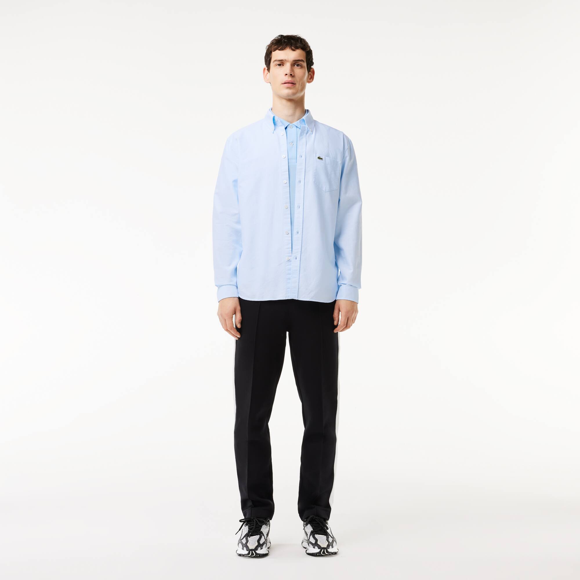 Chemise regular fit oxford en coton Manches Longues - Bleu - Lacoste - Homme