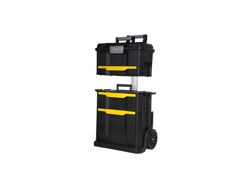 Stanley Werkzeugbox 2-in-1 mit Rollen Modular aufgebaute Rollende Werkstatt aus robustem Kunststoff