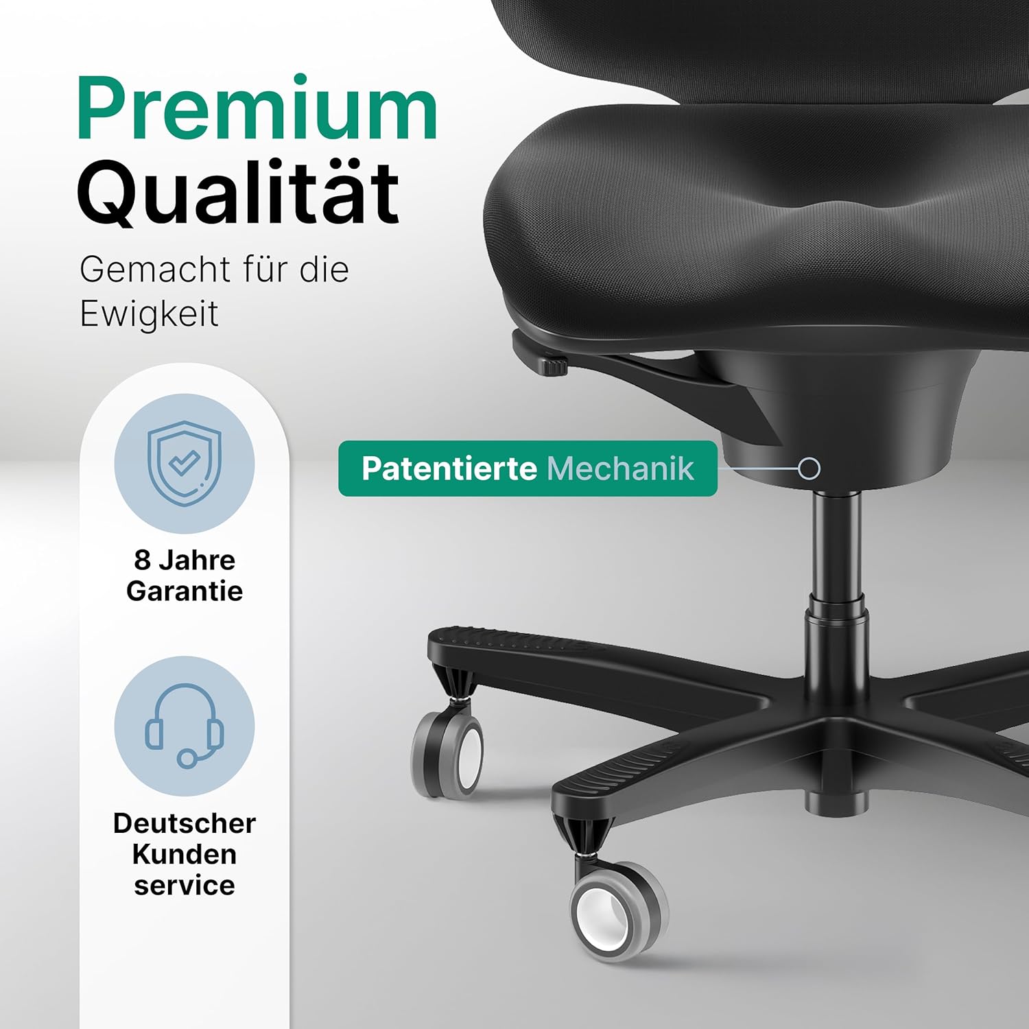 CoreChair Elite (Formstrick) Bürostuhl | Ergonomischer Bürostuhl mit bis zu 150kg Belastbarkeit. Orthopädischer Schreibtischstuhl mit 360° Beweglichkeit, Beckenstütze & Rückenlehne. (schwarz)
