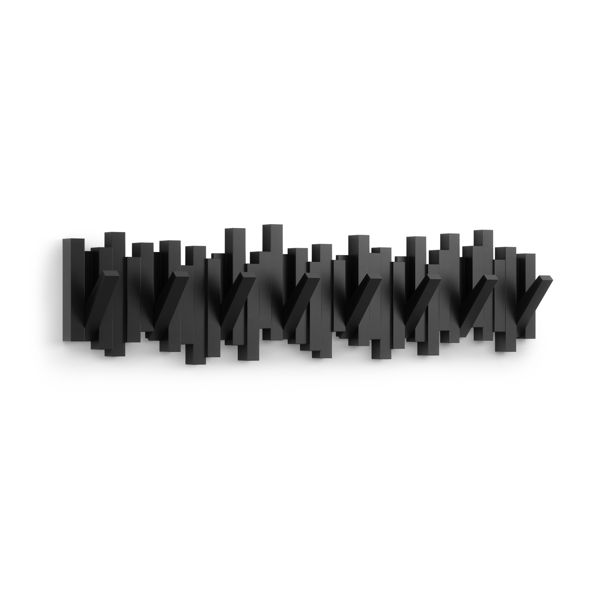 Wandkapstok Sticks met 8 ophanghaken zwart