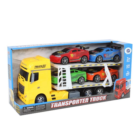 Camion de transport + 4 voitures de sport