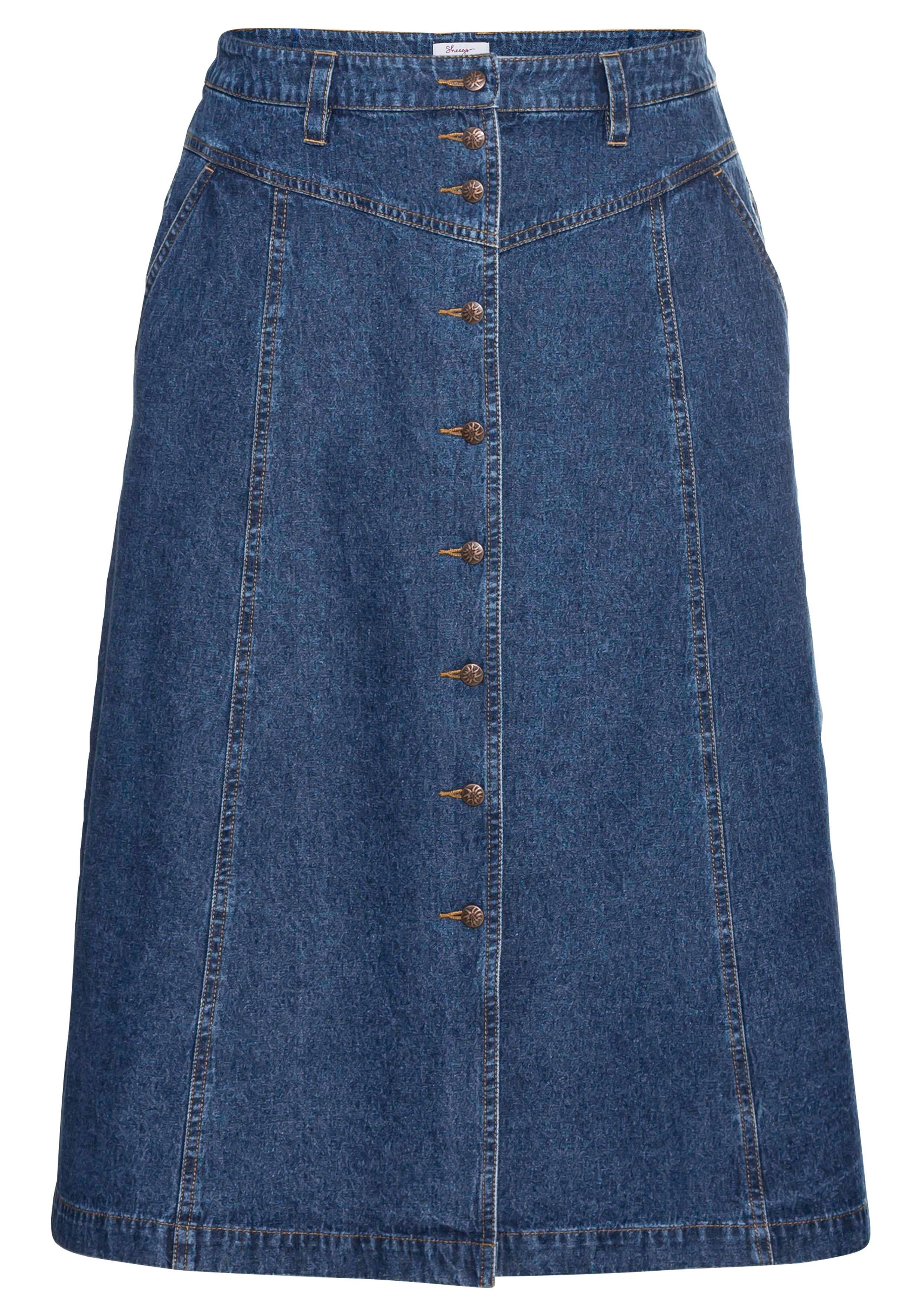 Jeansrock mit Trachten-Stickereien