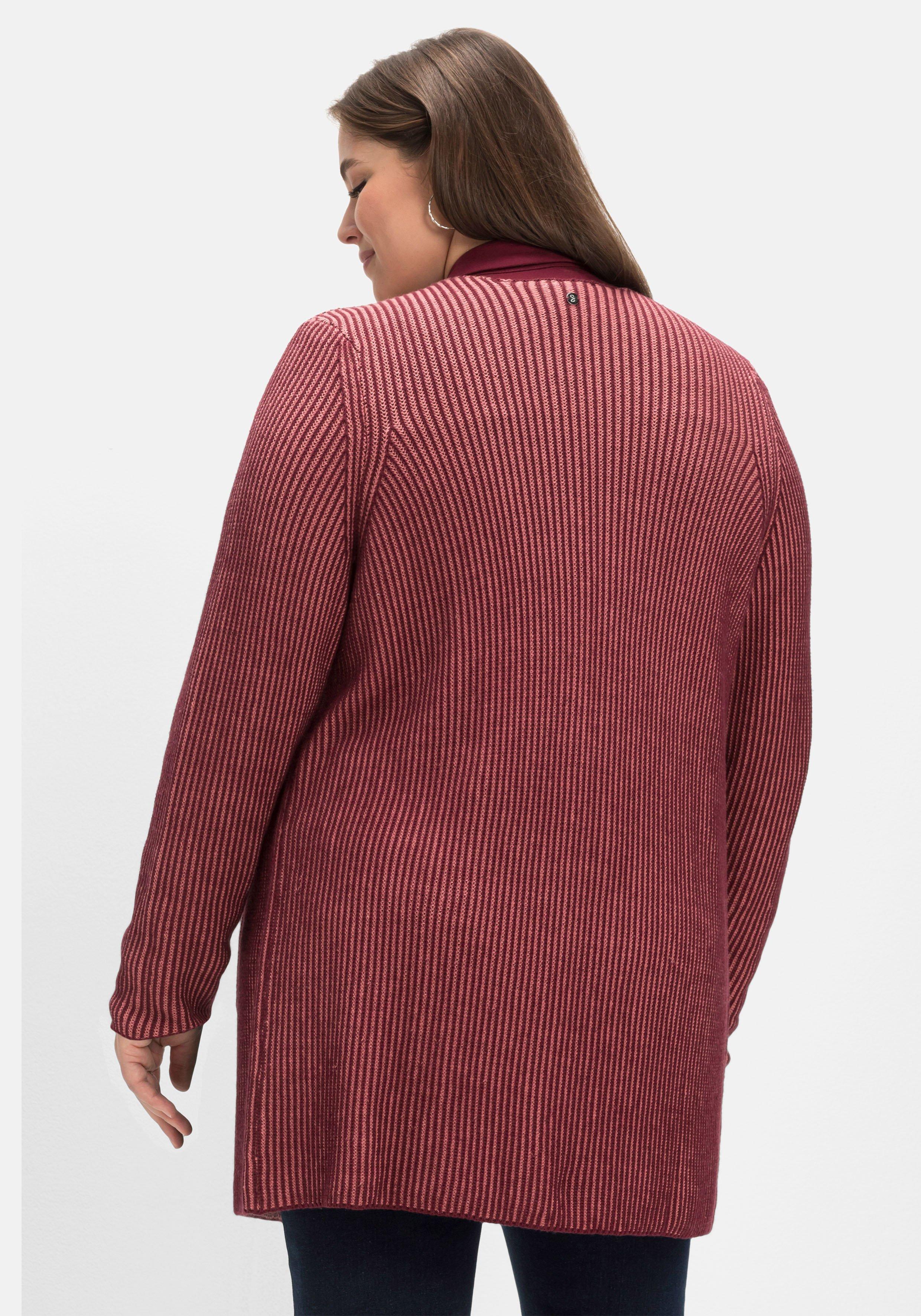 Strickjacke in zweifarbiger Rippstruktur
