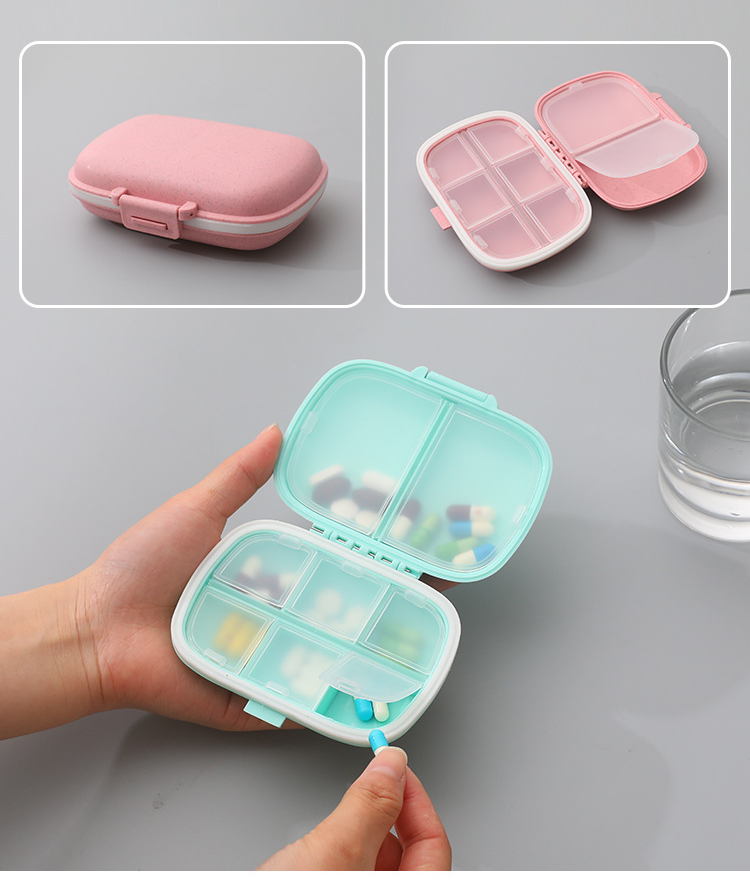 (11x8cm) Medikamenten Dosierer 8 Fächer Dosett Tablettenbox Supplements Pillendose Tablettenspender - Türkis