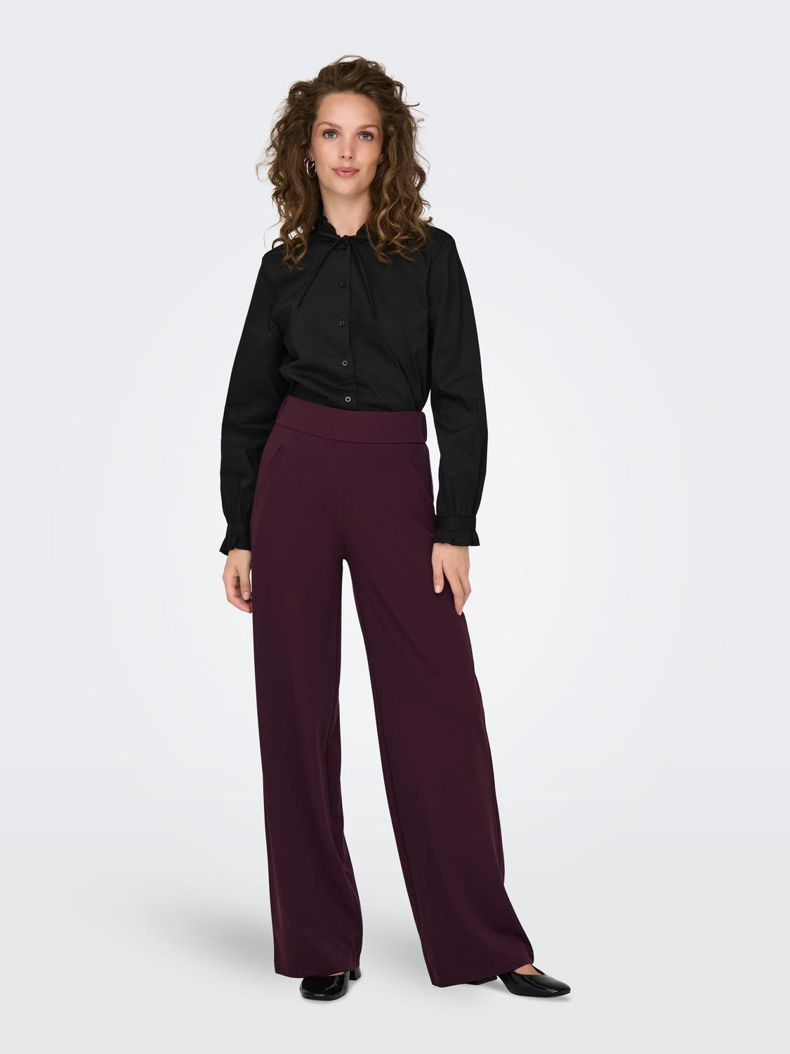 JDYLOUISVILLE Hohe Taille Weiter Beinschnitt Hose mit weitem Beinschnitt Winetasting
