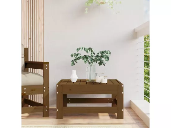 Repose-pied de jardin marron miel bois de pin massif