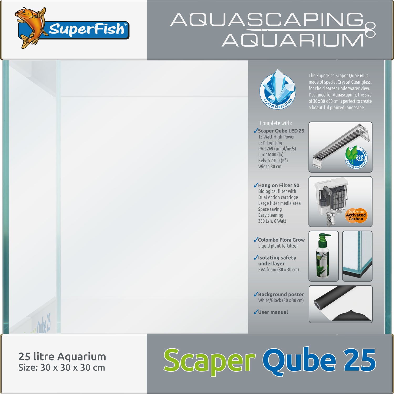 Superfish aquarium Scaper Qube 25 L 30 x 30 x 30 cm