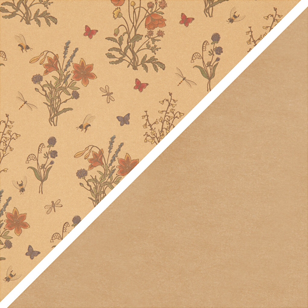 Læderpapir - Blomster - Ensfarvet - 350 G - Lysebrun - 49,5X100 CM