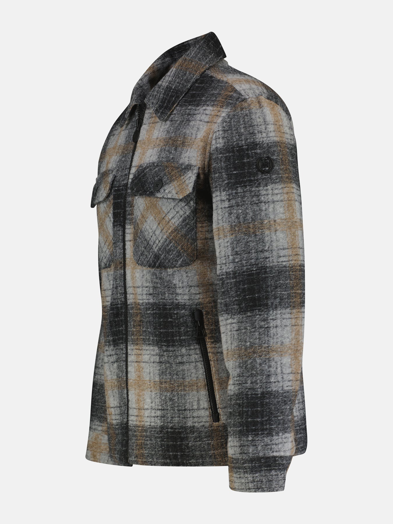 Karierte Outdoor-Hemdjacke in Woll-Optik
