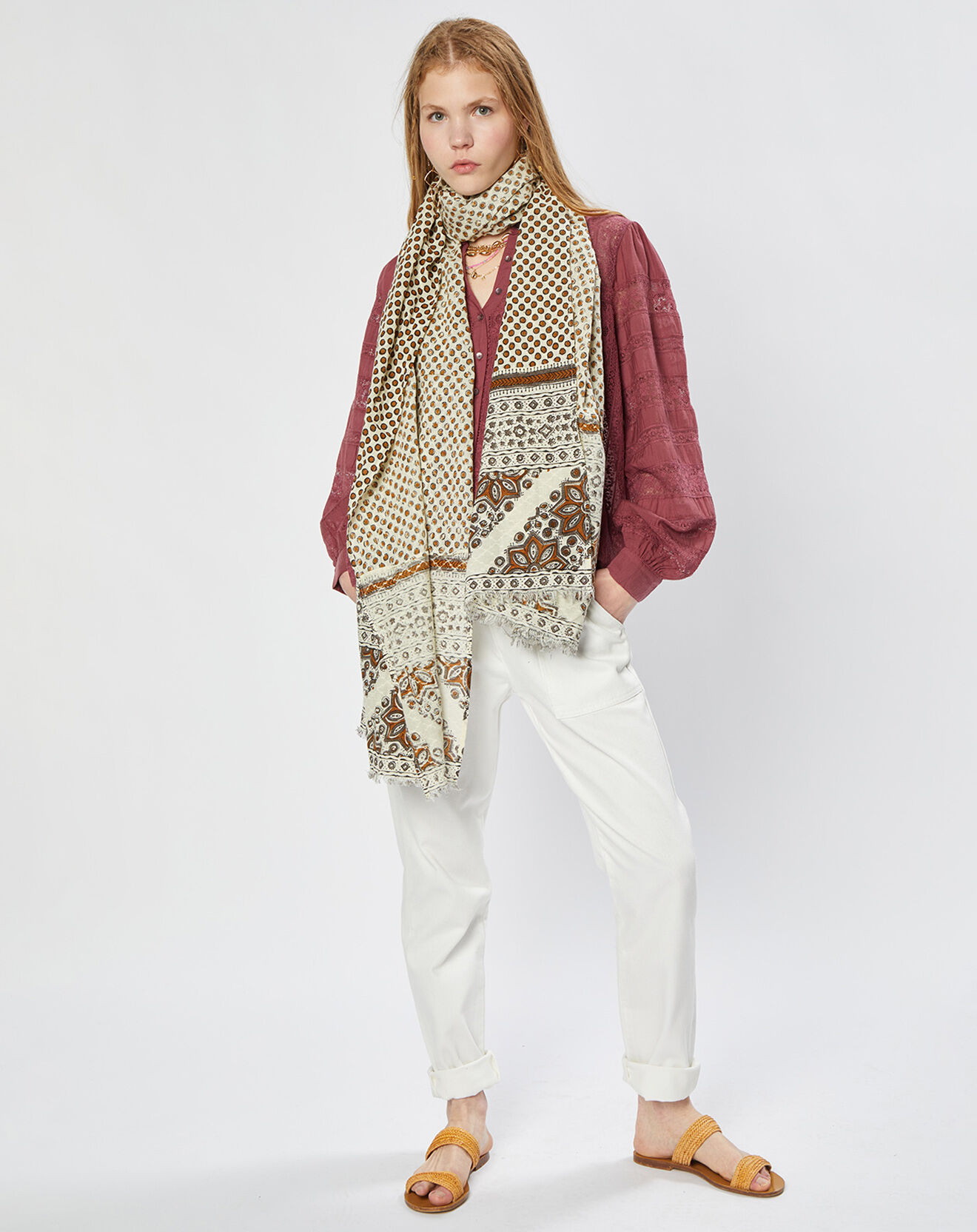 Stella Forest Foulard à franged Zaire ambre