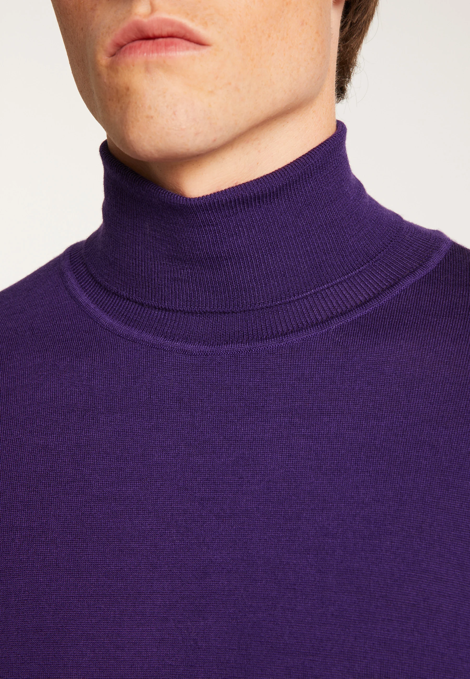 ENZOAH24 - Pull col roulé en laine mérinos | Violet