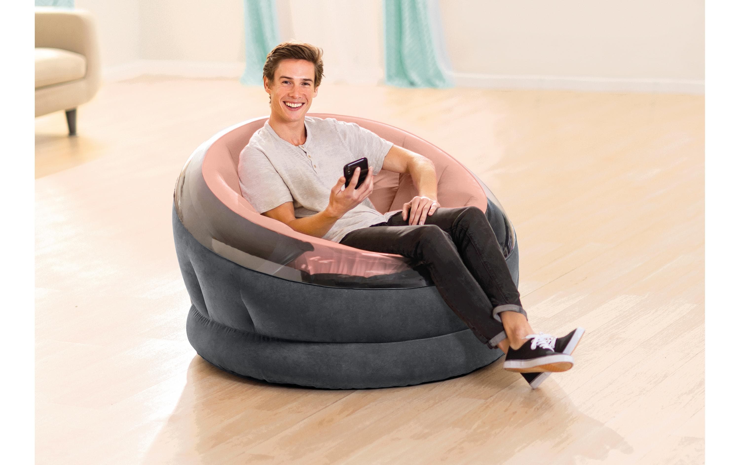 Aufblasbarer Sessel Empire 112 x 109 cm, Rosa, SchwarzBequemer Luftsessel