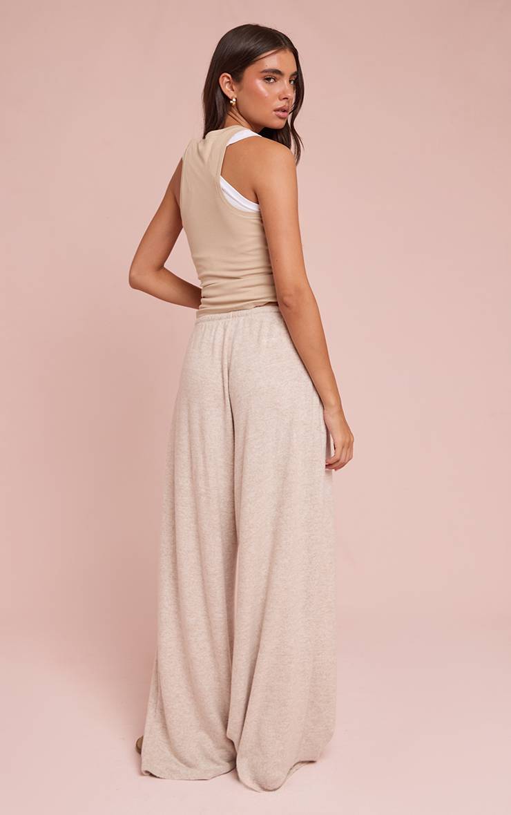 Sable Pantalon En Maille Douce Chiné Avec Cordon De Serrage