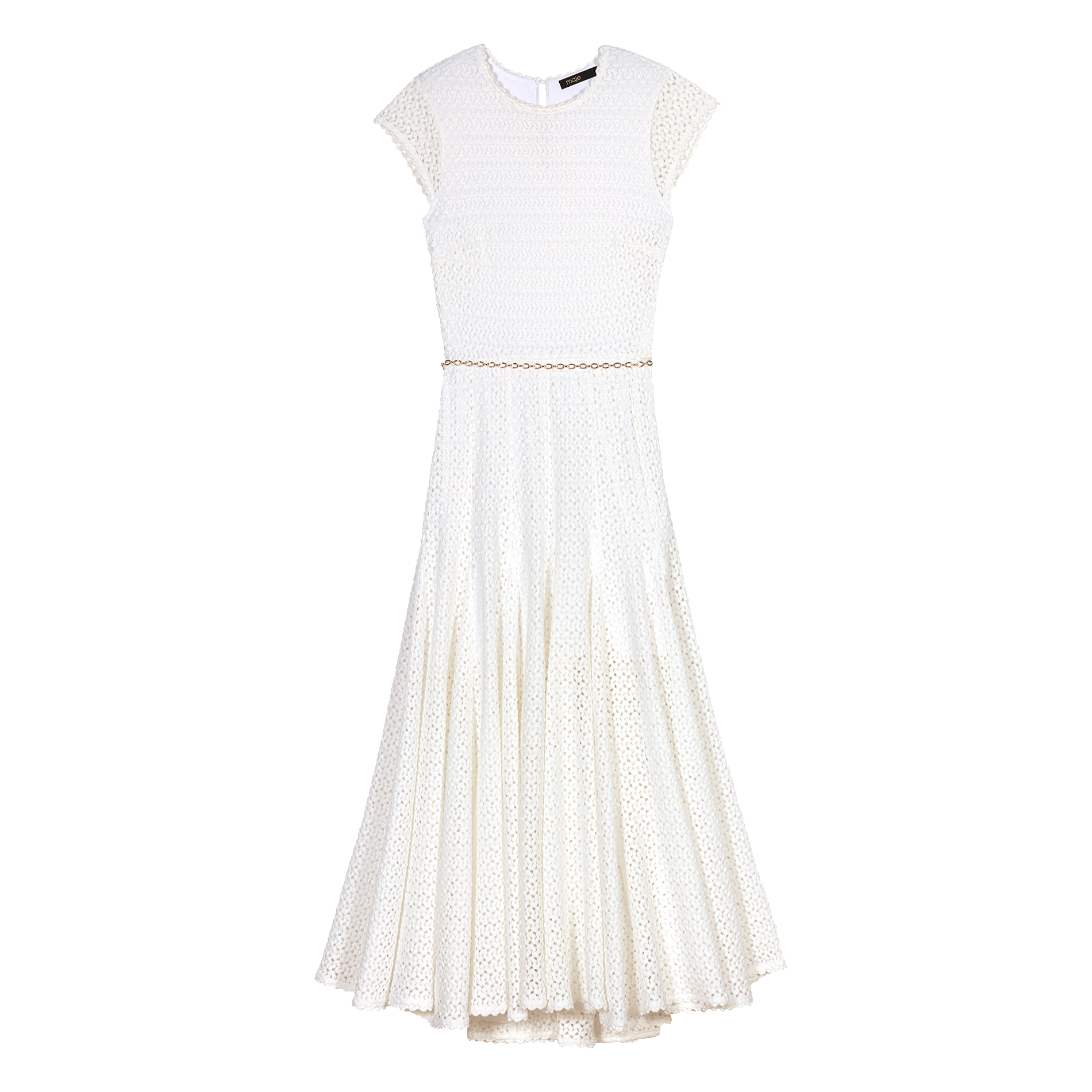 Robe longue évasée à col rond | Blanc
